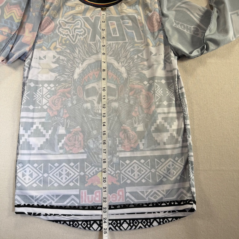 Fox Racing Red Bull Motocross Jersey Skull Headdress Graphic Long Sleeve Small - Picture 6 of 8
